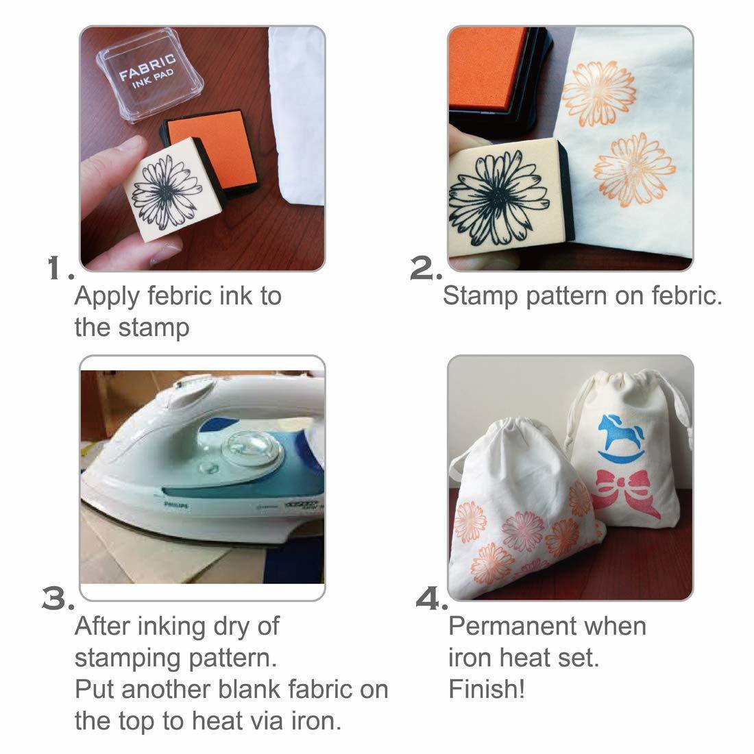 Stamp Pad;  Fabric Ink Pad Stamps Set;  5 Colors Non-Toxic Pigment Ink Pad for Stamps;  Rubber Stamps;  Card Making Supplies;  Wood;  Fabric and Paper Surface. Stamps for Crafts (5 Pack)