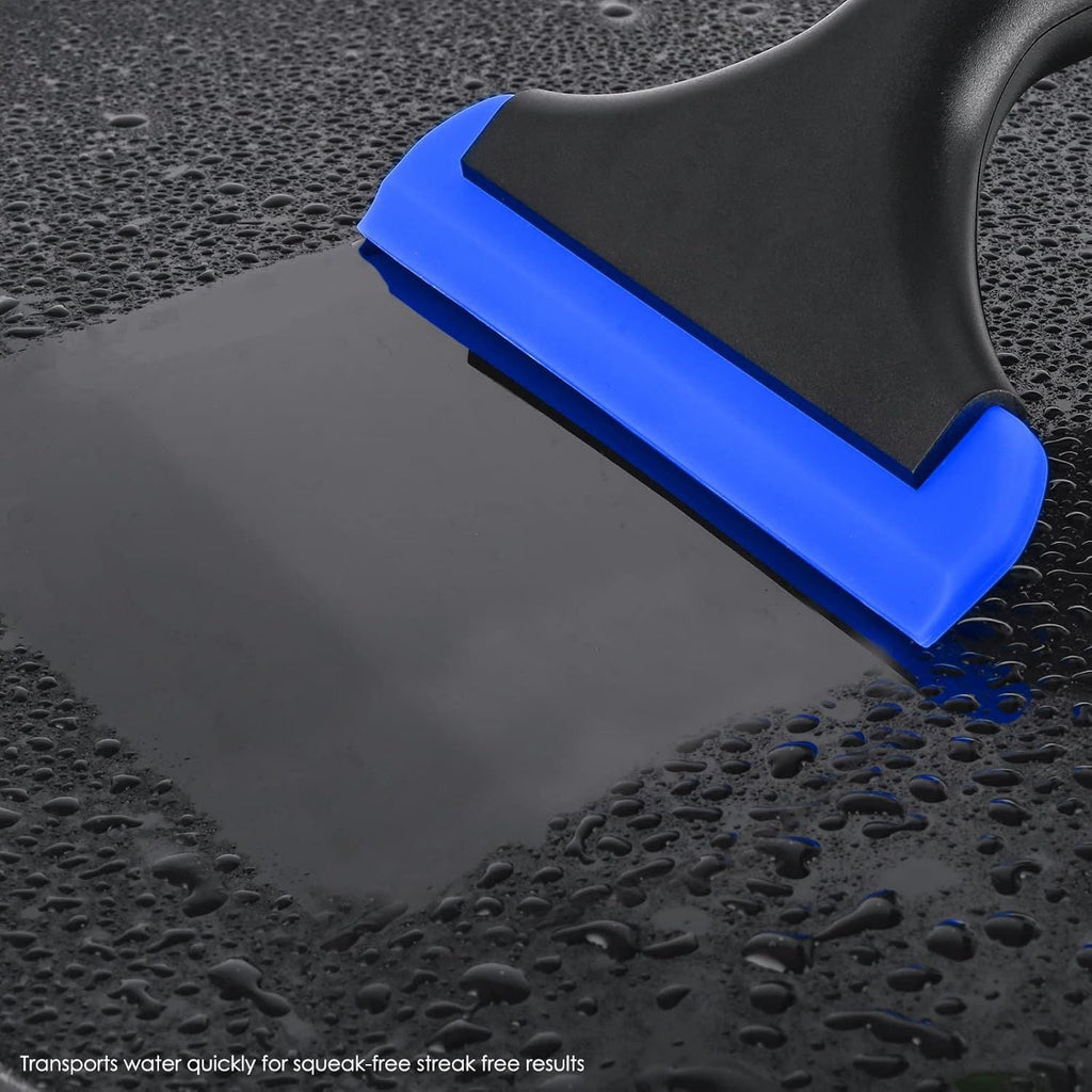 6'' Small Silicone Squeegee 5-inch Handy Small Rubber Window Shower Squeegee Auto Water Blade for Car Windshield, Window, Mirror, Glass Door, Ice Snow Removal Scraper Tool (Blue and Orange)