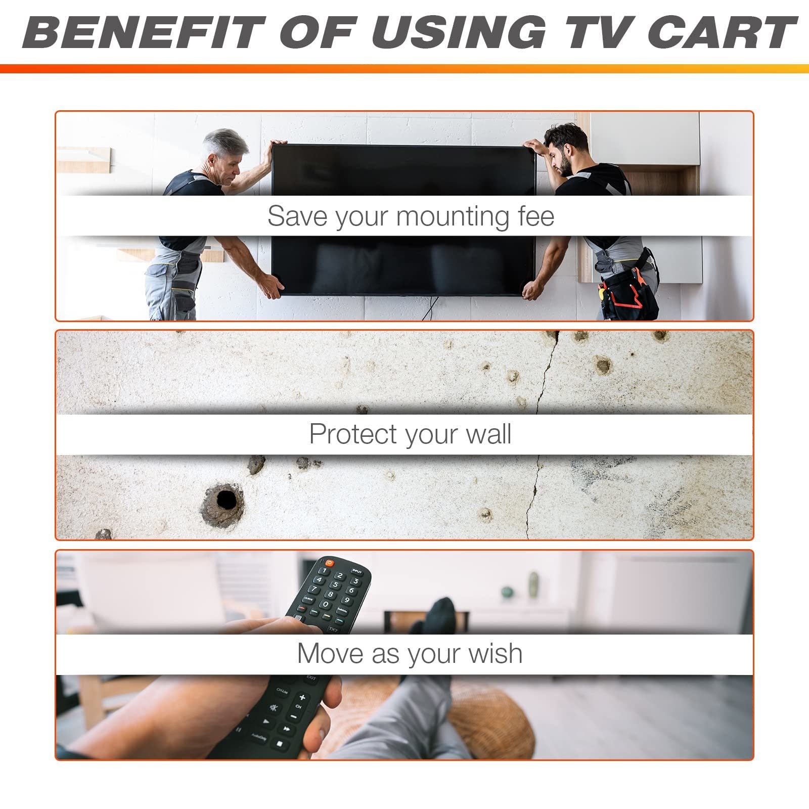 Mobile TV Stand on Wheels for 32-65 Inch LCD LED Flat Panel Curved Screen TV up to 132lbs, TV Cart with Height Adjustable Laptop Shelf Movable Portable Rolling Floor TV Stand Max VESA 600*400mm