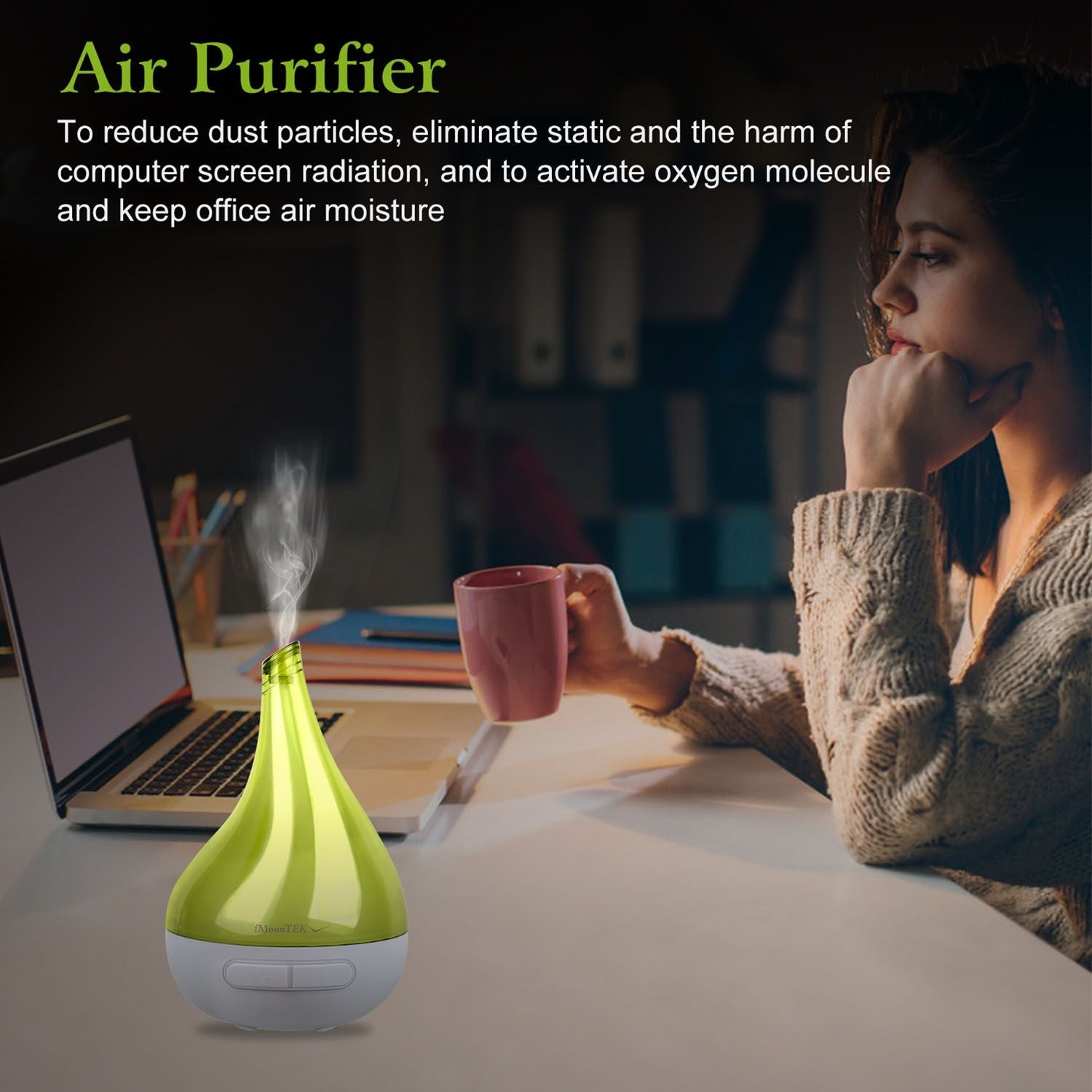 Ultrasonic Cool Mist Humidifier Aroma Essential Oil Diffuser Drop-shaped for Home Office Spa Yoga Room Relax