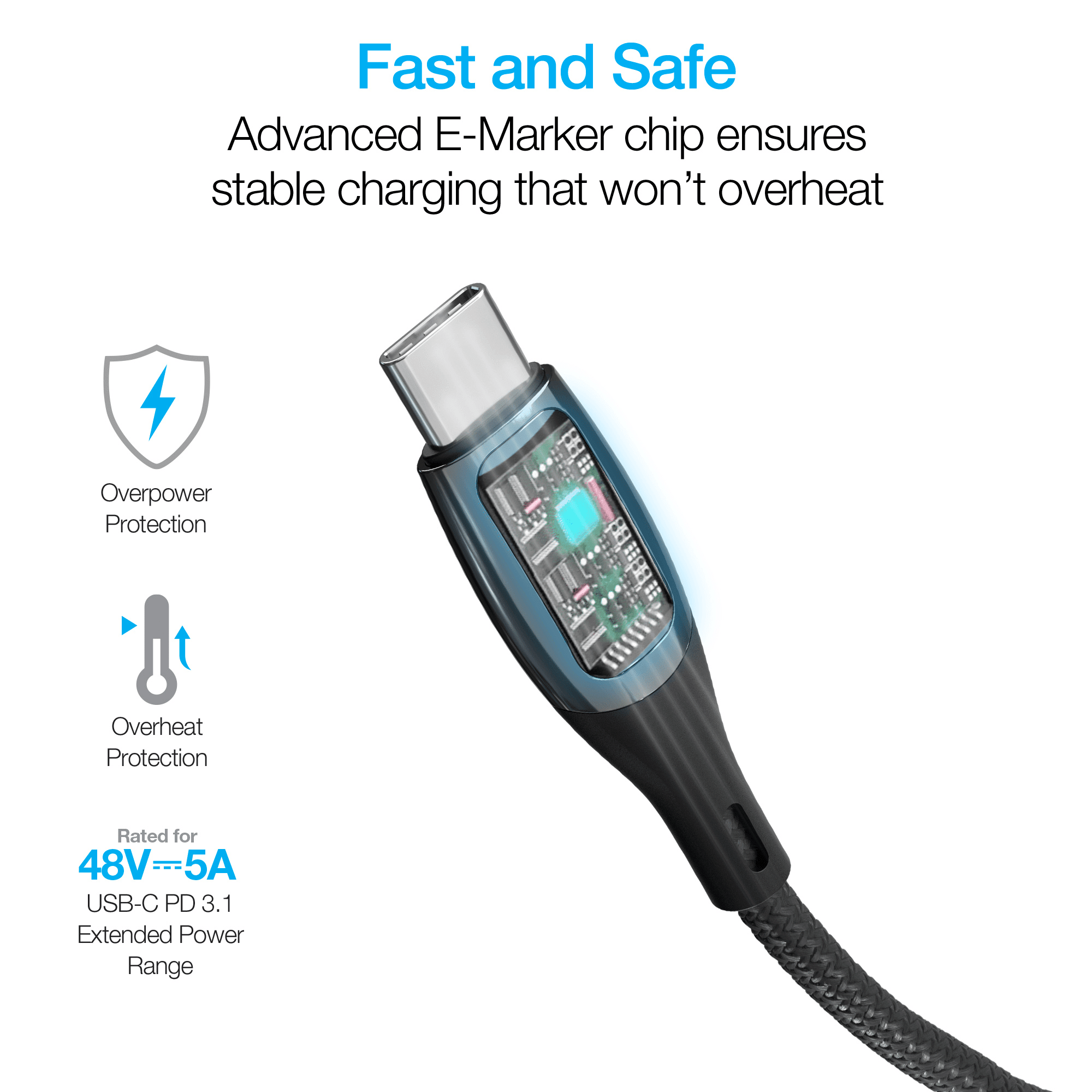 Naztech DigiWATT USB-C to USB-C Digital LED Cable 12ft