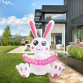 3.8 FT Easter Inflatable Cute Bunny Outdoor Decorations, Easter Blow up Banner Bunny Yard Decorations Build-in Flashing LED Lights, Decorate Outdoor Indoor Garden Lawn Yard.