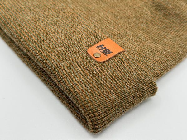 Haakwear Theta Stitch Fusion Cuffed Beanie (Patent Pending Design)-Green/Brown, Made in USA