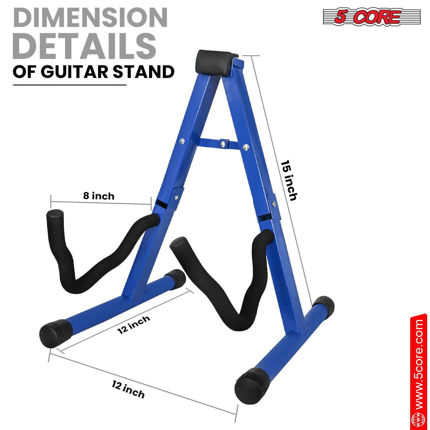5 CORE Double Guitar Stand Floor Adjustable Heavy Duty A Frame Universal Folding Acoustic Electric Bass Mandolin Banjo Violin Holder Stands For On Stage Studio - GSS BLU