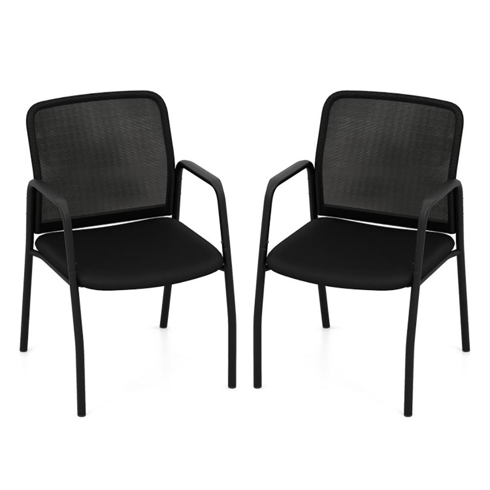 Waiting Room Chair Set of 2 Office Guest Chairs with Ergonomic Mesh Backrest