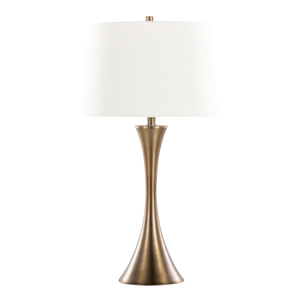 Lenuxe 29" Contemporary Metal Table Lamp in Matte Golden Bronze with Off-White Linen Shade from Grandview Gallery by - Set of 2