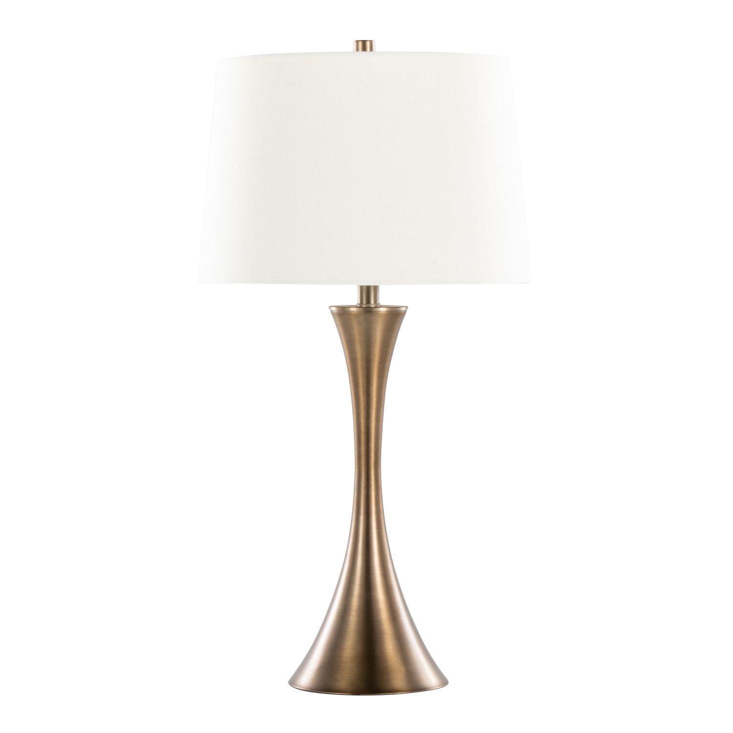 Lenuxe 29" Contemporary Metal Table Lamp in Matte Golden Bronze with Off-White Linen Shade from Grandview Gallery by - Set of 2