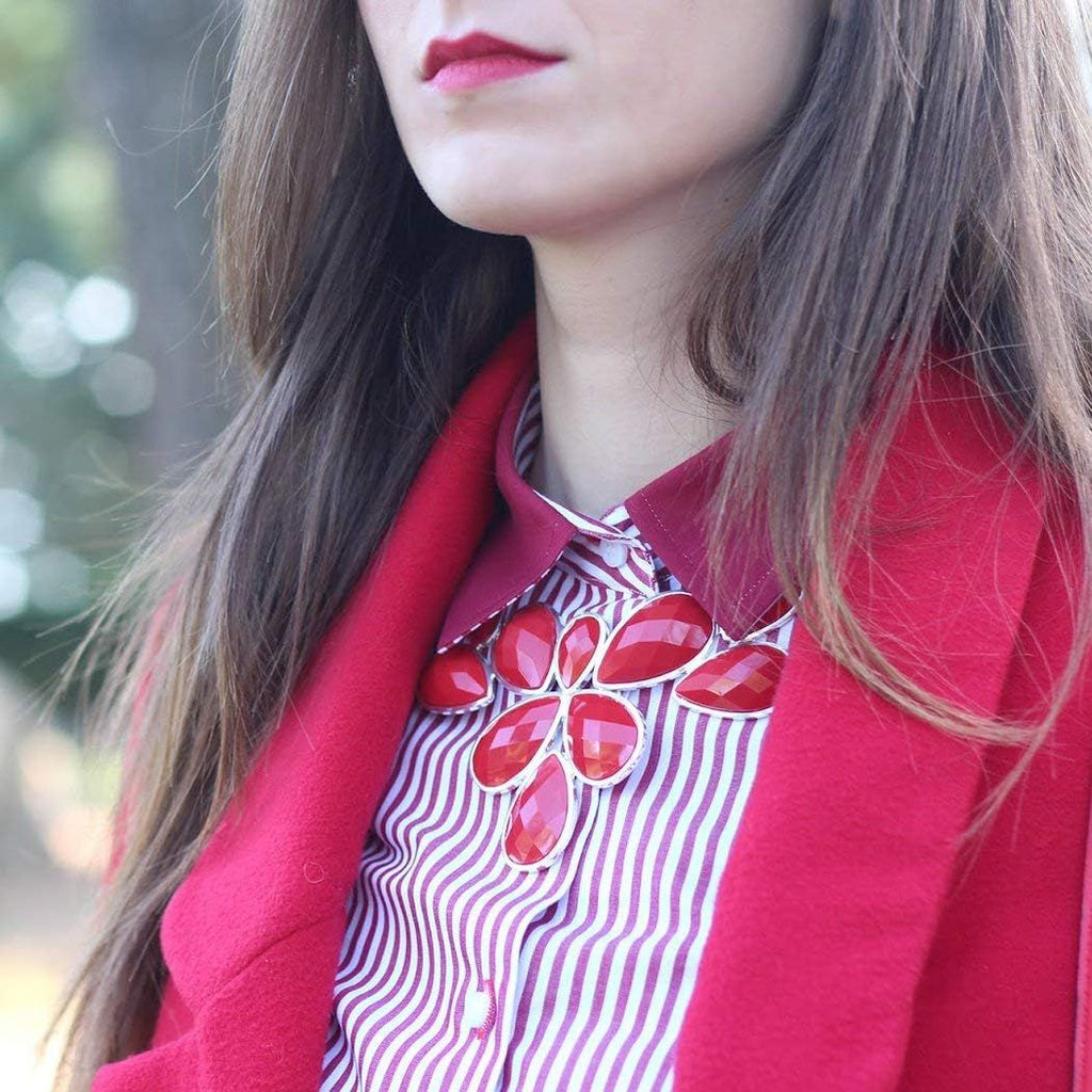 Jane Stone Fashion Statement Collar Necklace Vintage Openwork Bib Costume Jewelry