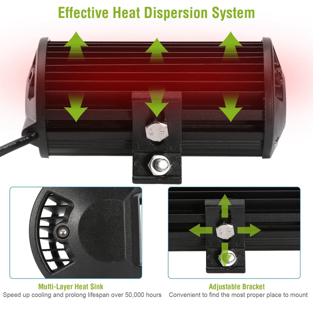 7in LED Light Bar 120W 12000LM LED Work Light Pods Offroad Driving Lights IP67 Waterproof Fog Light Spot Flood Beam for Jeep Trailer Truck Bus Boat