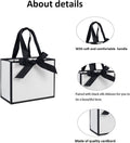 50 PCS Small White Black Gift Bags with Handles, 6.4×3.1×5.1 Inch Thank You Bags with Bow Ribbon for Baby Shower, Bridal Shower, Wedding, Party Favors, Thanksgiving, Christmas