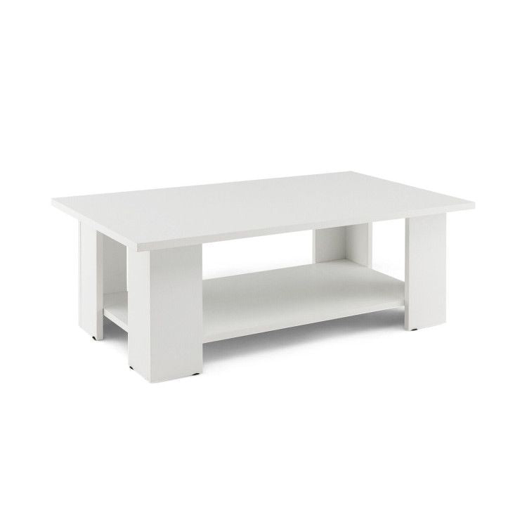 Large 41 Inch 2-tier Wooden Modern Coffee Table with Storage Shelf living room table