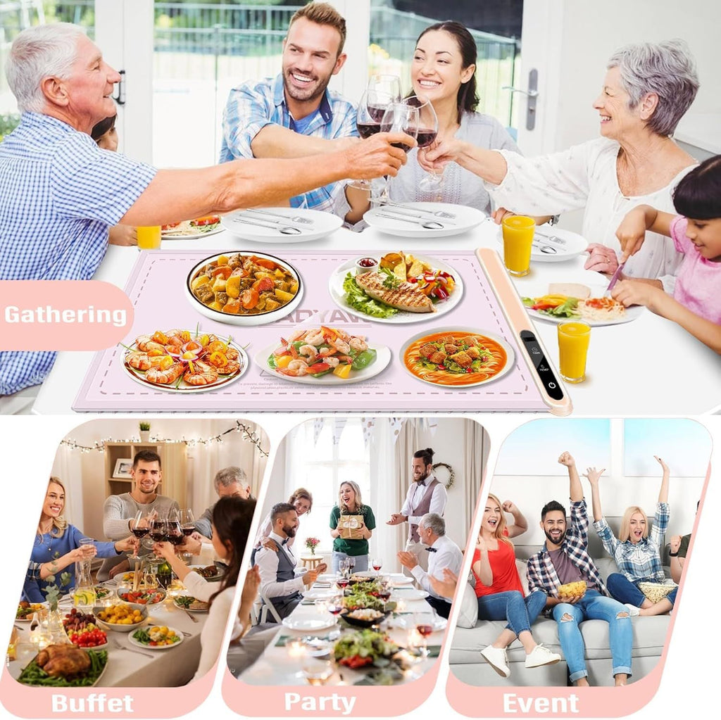 Silicone Electric Roll Up Heating Tray Food Warmers Mat Portable Hot Plates to Keep Food Warm
