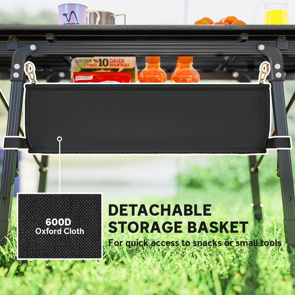 3ft Aluminum Small Folding Table, Portable Camping Table with Storage Bag, Carry Bag for Outdoor Picnic BBQ, Black