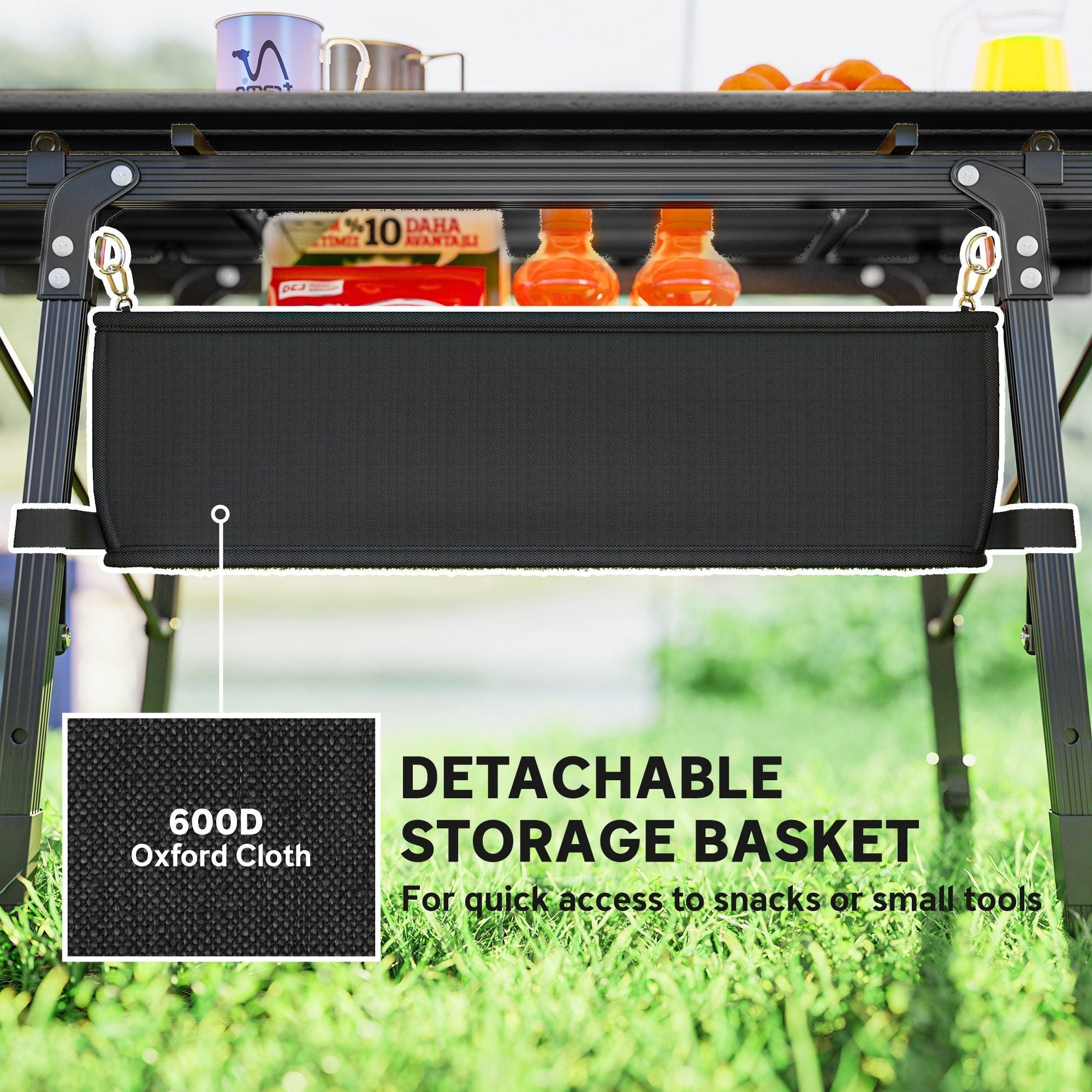 3ft Aluminum Small Folding Table, Portable Camping Table with Storage Bag, Carry Bag for Outdoor Picnic BBQ, Black