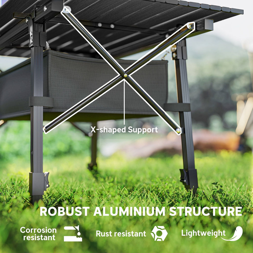 3ft Aluminum Small Folding Table, Portable Camping Table with Storage Bag, Carry Bag for Outdoor Picnic BBQ, Black