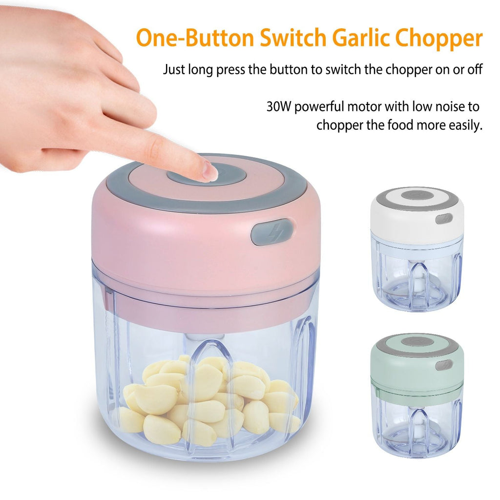 Mini Electric Garlic Chopper Ginger Chopper with 8.45OZ Capacity Cordless Garlic Mincer Food Chopper