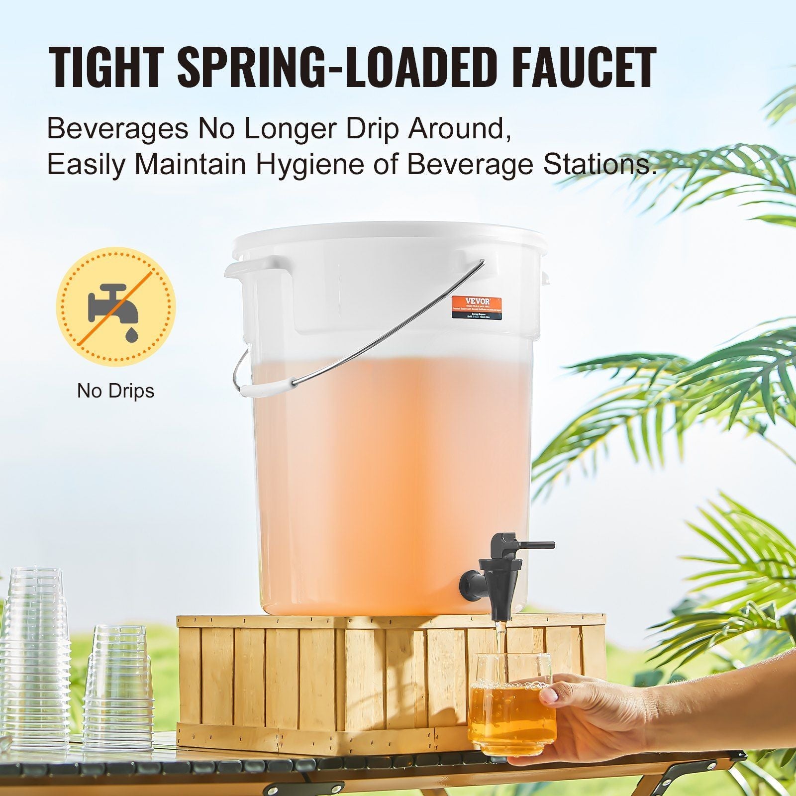 Beverage Dispenser, 5 Gallon Drink Dispensers for Parties, Plastic Juice Dispenser with Spigot and Lid, Iced Tea Lemonade Juice Water Dispenser, for Restaurants, Hotels, Parties