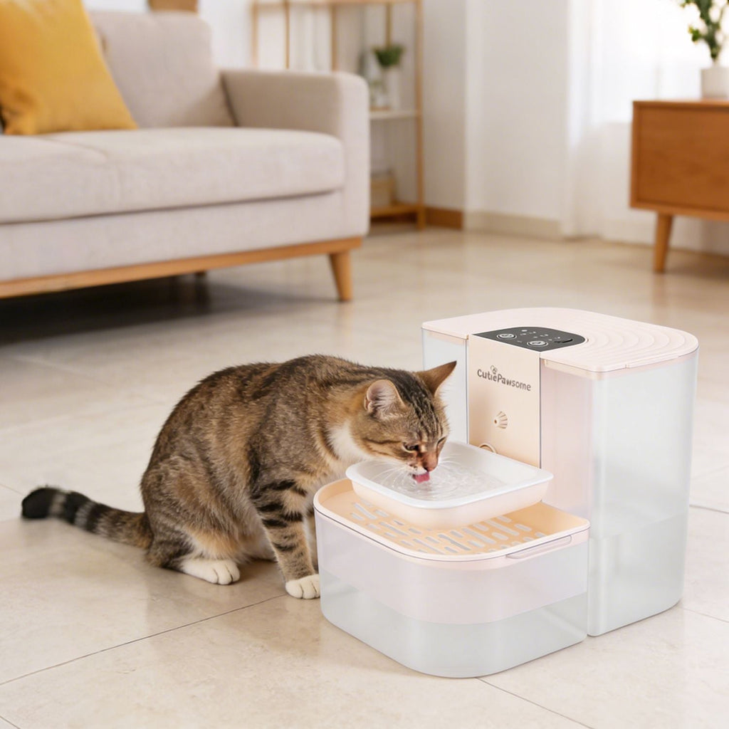 Smart Pet Water Fountain Automatic Cat Water Dispenser 4.5L Cordless Rechargeable Dog Water Fountain Self-Refill with 3 Adjustable Volume 3 Time Intervals Remote Control Cleaning Brush