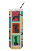 Lots of Black Great Dane Stainless Steel Skinny Tumbler Vacuum Double Walled Reusable Insulated Tumbler Travel Cup for Coffee Cocktails Gift with Lid, 20 oz