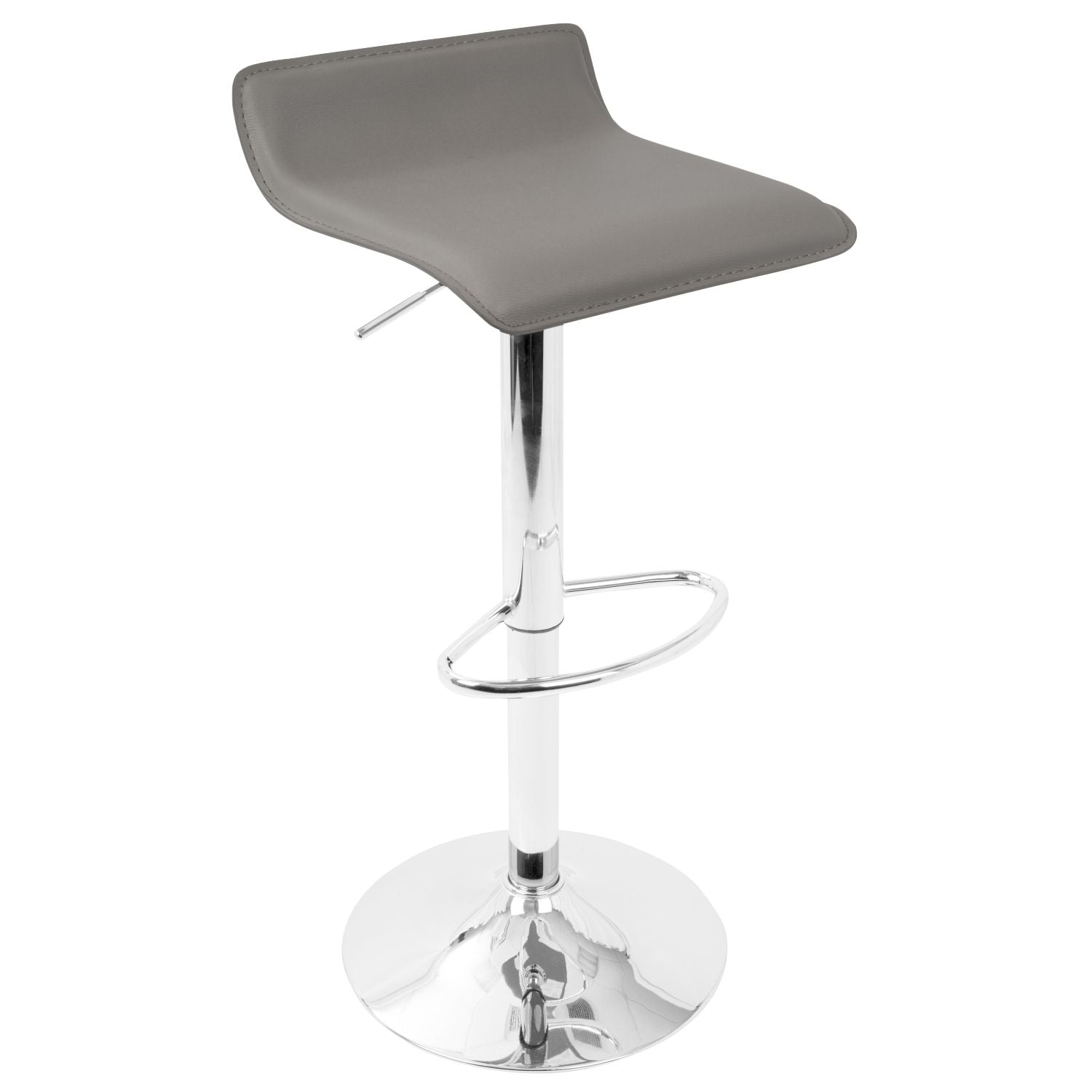 Bistro Square-Ale Contemporary Adjustable Bar Set in Silver and Chrome Metal with Grey PVC and Oval Footrest by - 3 Piece