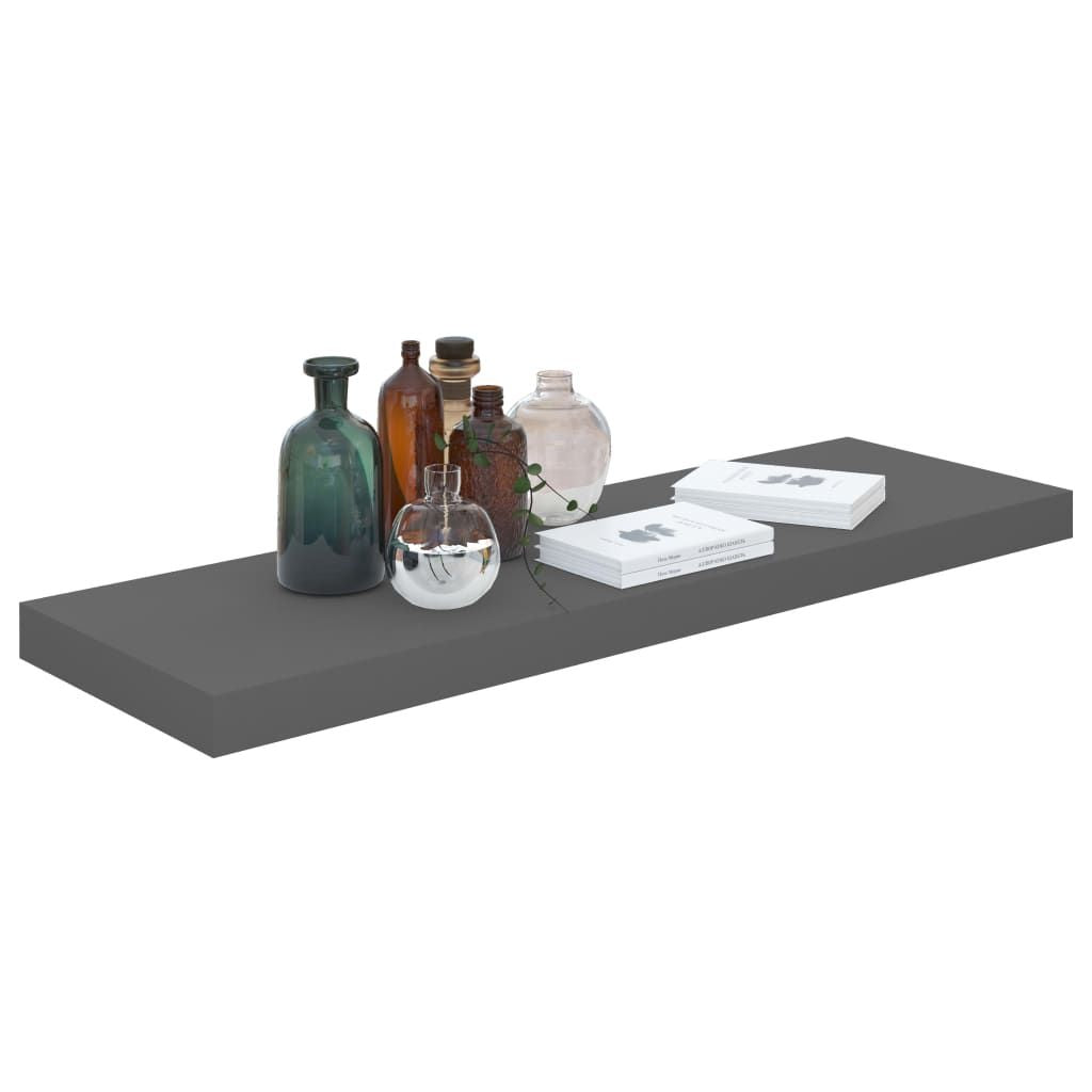 Wall Shelf Set of 2 High gloss grey Honeycomb MDF, metal frame