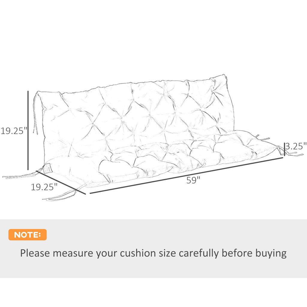 3 Seater Outdoor Seat Pads Bench Swing Chair Replacement Cushions Backrest for Patio Garden, Dark Grey
