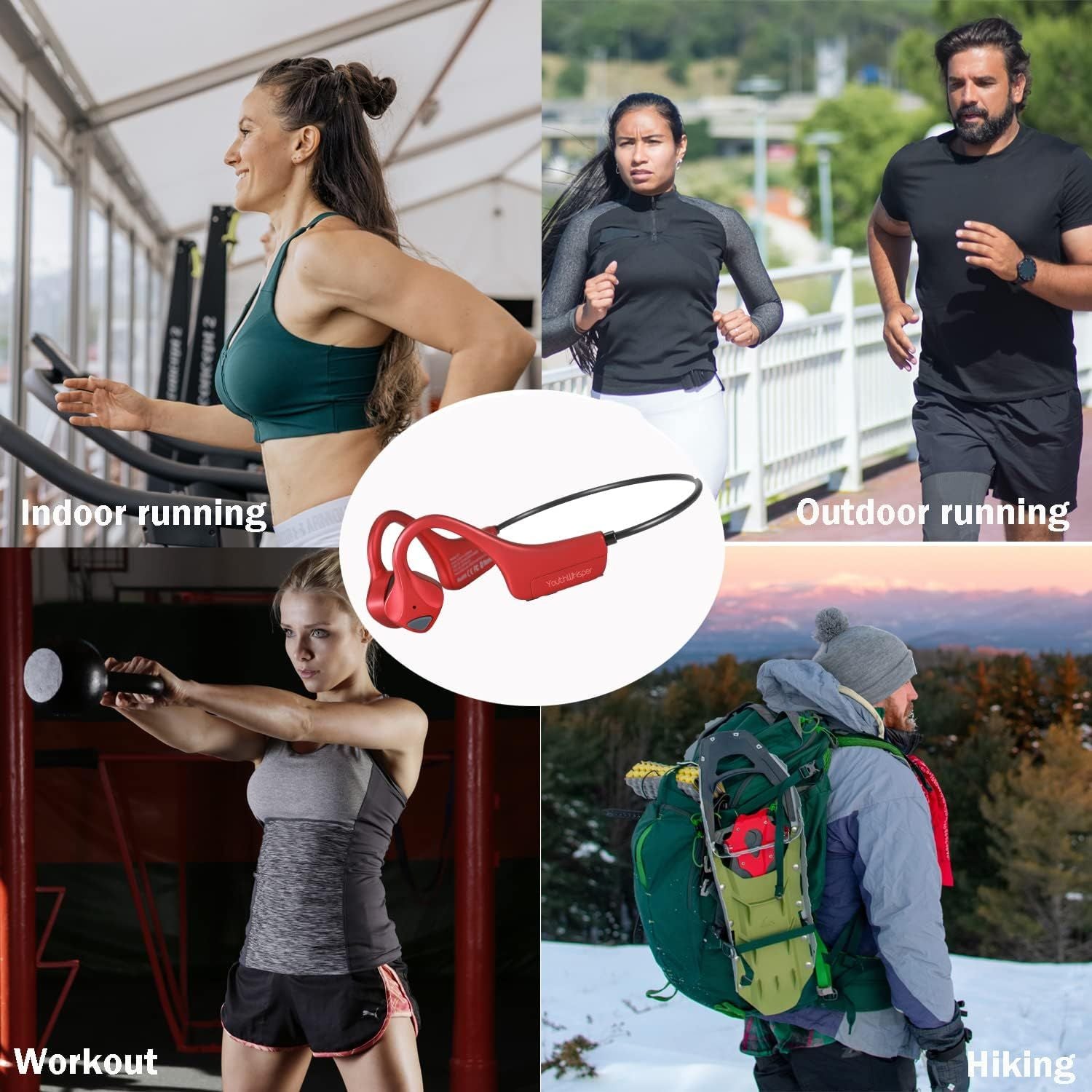 Sport Wireless Bone Conduction Earphones – Open-Ear Safety Design, IPX6 Sweat-proof, 8 Hrs Call