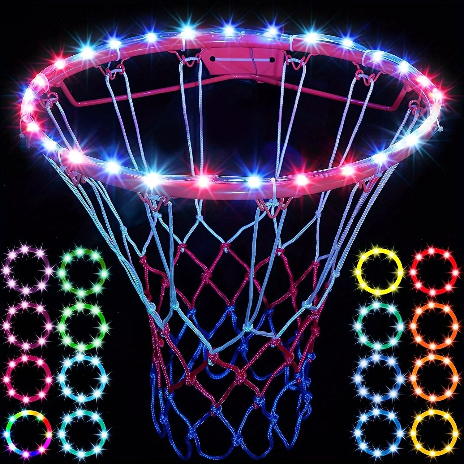 1pc LED Basketball Hoop Light, Remote Control Waterproof Basketball Rim Lights With 17 Colors 7 Lighting Modes, Super Bright Goal Accessories For Kids Adults Boys Outdoor Game And Training