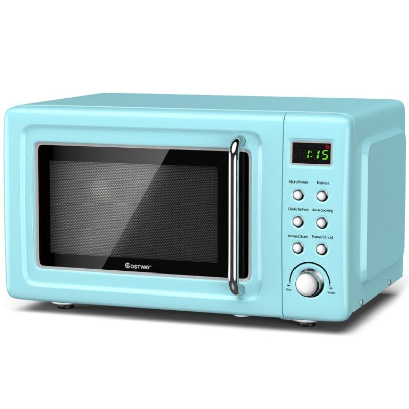 700W Retro Countertop Microwave Oven with 5 Micro Power and Auto Cooking Function