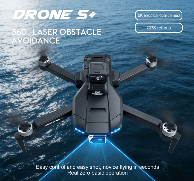 DRONE S+ 6K Electric Tuning Dual-Camera Drone with 360° Laser Obstacle Avoidance, GPS Automatic Return, Perfect Aerial Photography Tool for Beginners with Zero Threshold