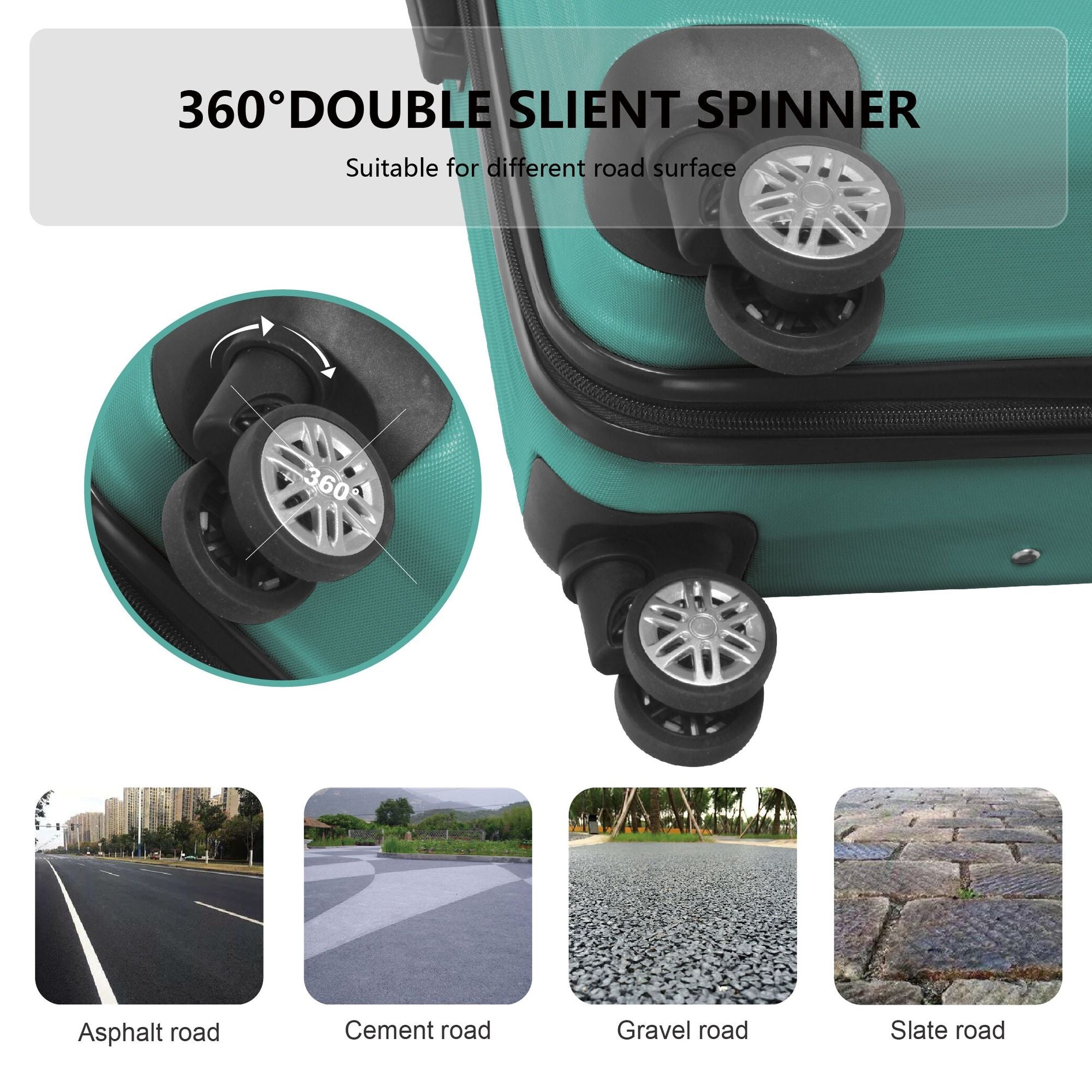 3-Piece Lightweight ABS Hardshell Luggage Set (20", 24", 26") in Fresh Green with Spinner Wheels, TSA Lock, and Adjustable Telescopic Handle - Durable Travel Suitcases