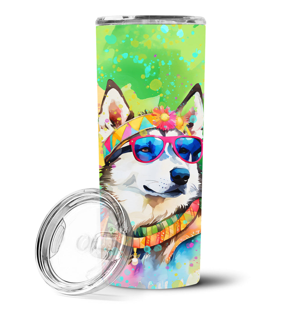 Siberian Husky Hippie Dawg Stainless Steel Skinny Tumbler Vacuum Double Walled Reusable Insulated Tumbler Travel Cup for Coffee Cocktails Gift with Lid, 20 oz