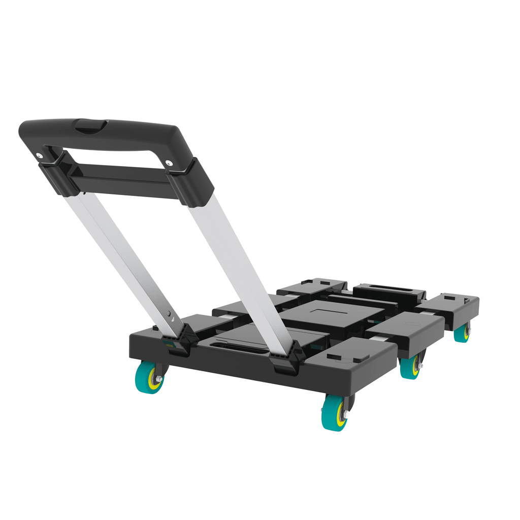 Folding Hand Truck 330lbs, Portable Heavy Duty Dolly Cart, 6 Wheels Collapsible Luggage Cart with 1 Elastic Ropes - Compact Trolley Cart for Easy Moving