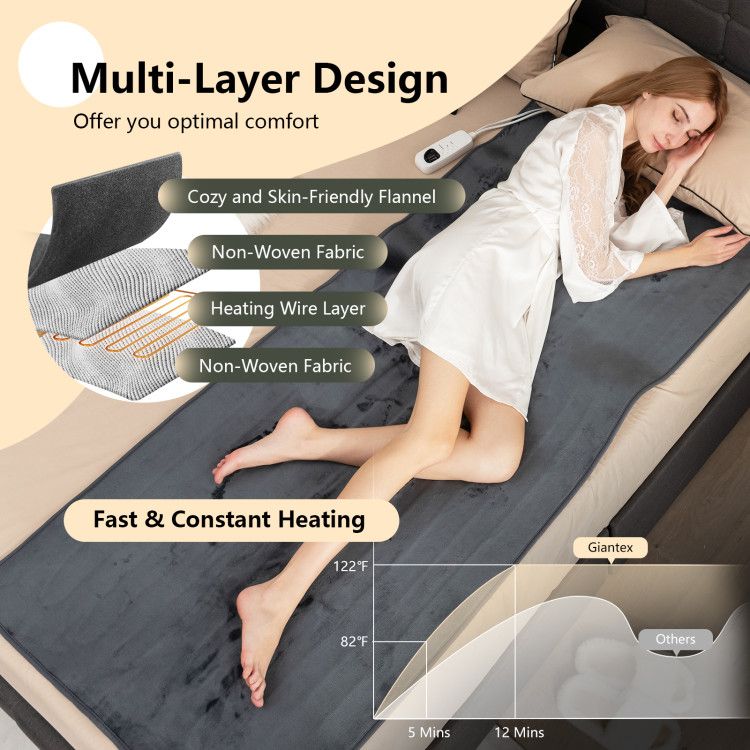 Electric Heated Mattress Pad with 5 Heating Levels and Overheat Protection