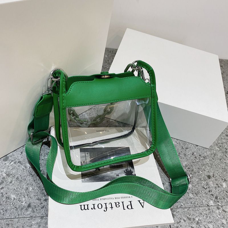 2023 Summer Women Clear Transparent Crossbody Bag Female Jelly Handbags and Purses Acrylic Chain Square Shoulder Bag Bolsos