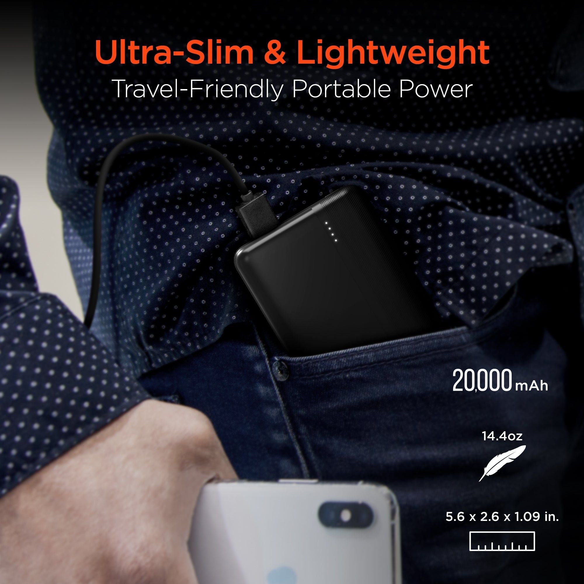 HyperGear 20000mAh 20W PD + USB Power Bank Black