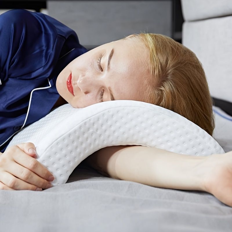 1pc Sleeping Pillow Couple Pillow Arm Pillow Slow Rebound Pressure Cuddle Pillow Memory Foam Travel Arched Shaped U Pillow Providing Comfort And Support Curved Pillow For Couples