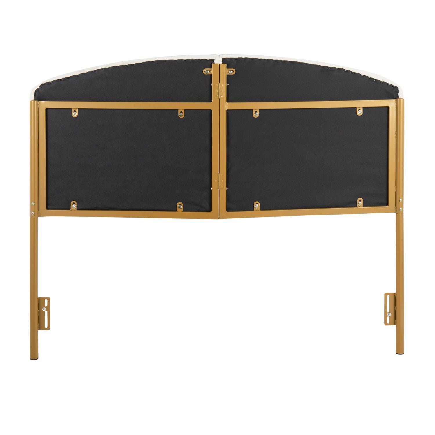 Lindsey Contemporary/Glam Queen Headboard in Gold Steel and Cream Velvet by