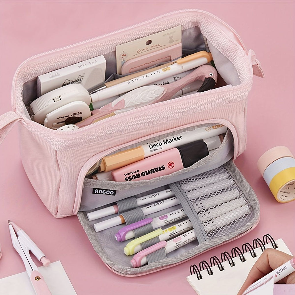 Maximize Your Storage Space with this Large Capacity Canvas Pencil Case!