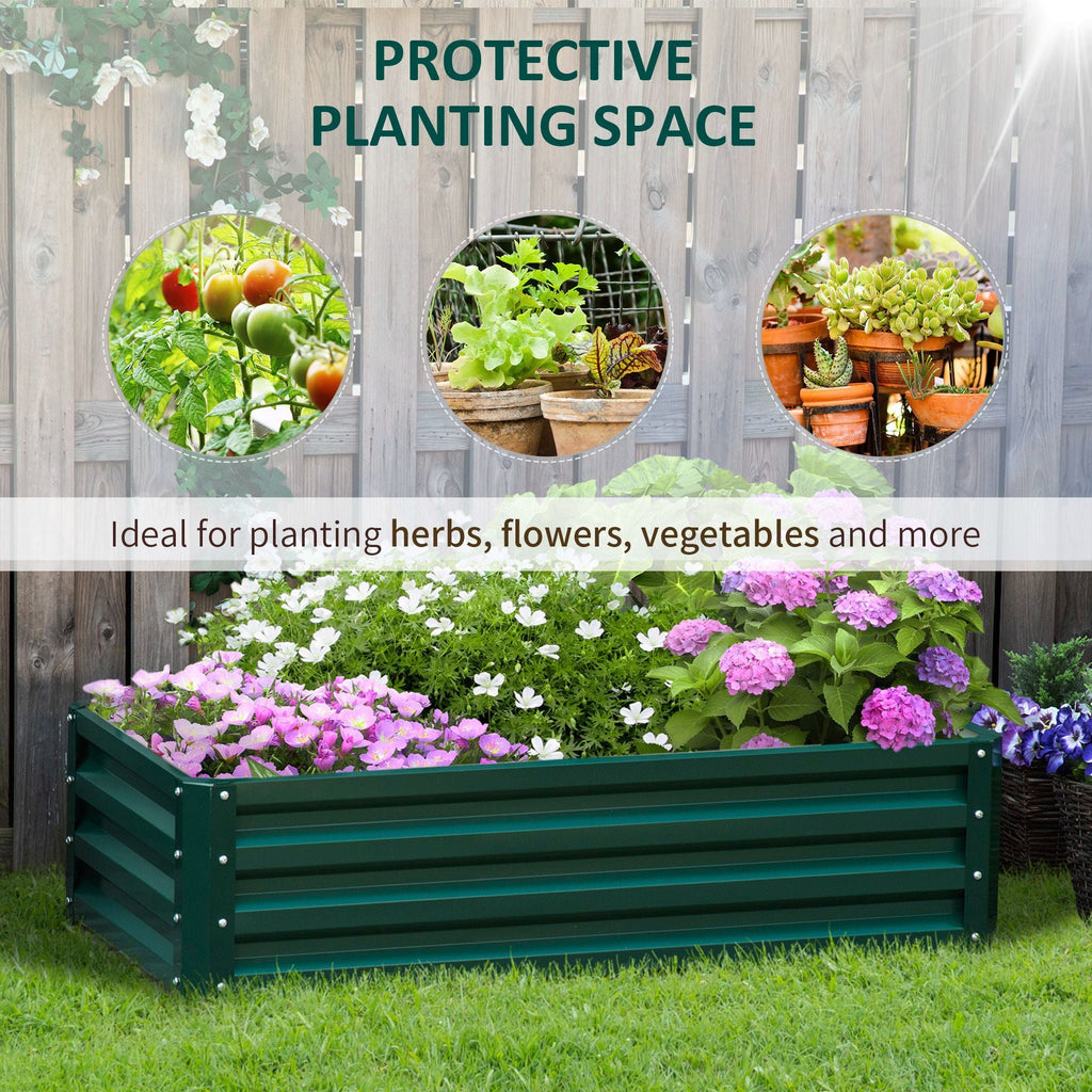 Galvanized Raised Garden Bed, Outdoor Planter Box for Vegetables, Flowers, Herbs, 4' x 2' x 1', Green