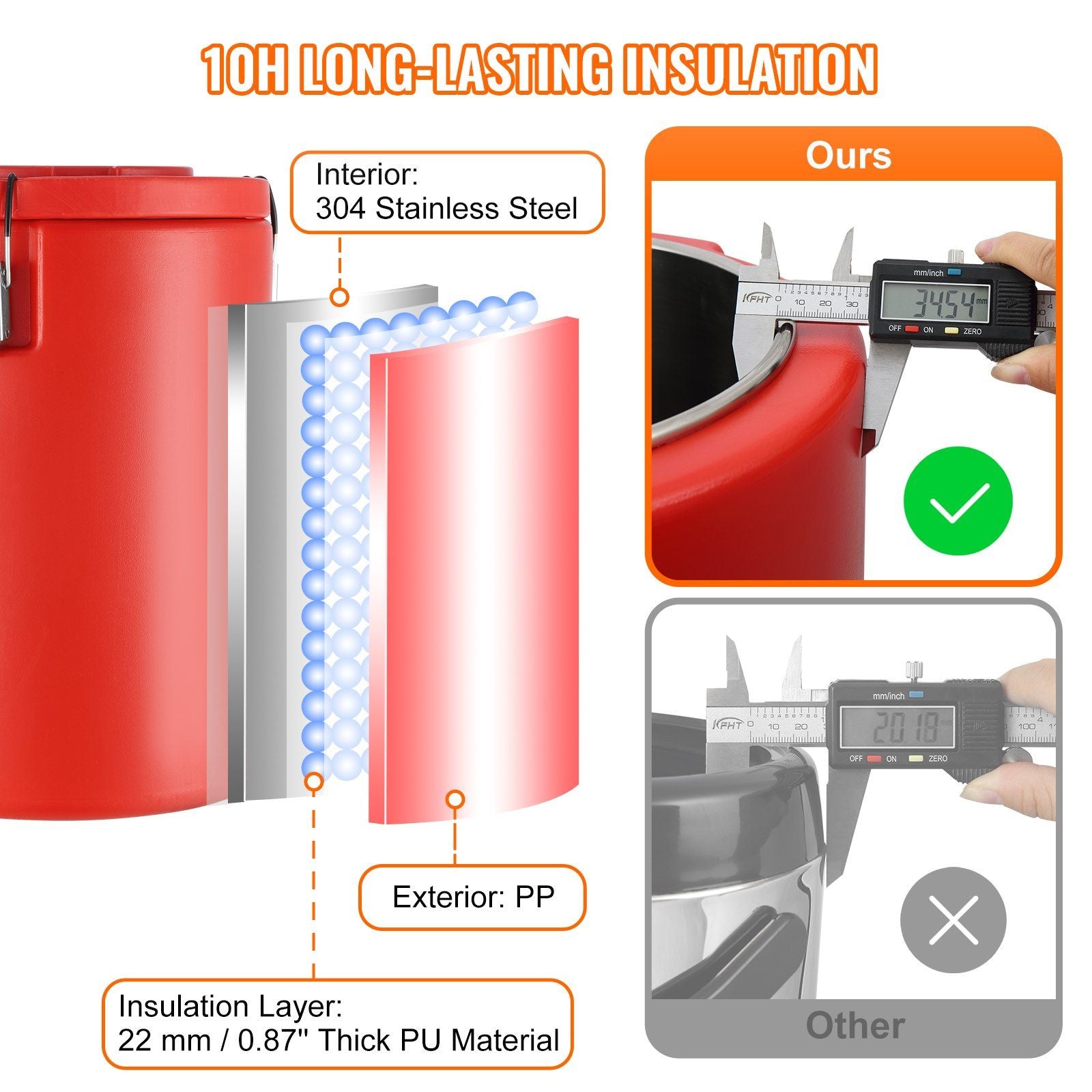 Stainless Steel Insulated Beverage Dispenser, 4.5 Gallon 17.2 Liter, Thermal Hot and Cold Drink Server Dispenser with Spigot Handle, Food-grade for Hot Tea Coffee Water Restaurant Drink Shop