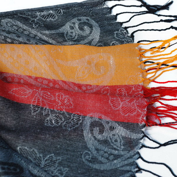 Blancho Bedding -Pa-a82-7 Multi-Colors Rose & Paisley National Style Exquisite Soft Tassel Ends Pashmina/Shawl/Scarf