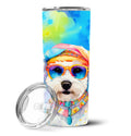 Bichon Frise Hippie Dawg Stainless Steel Skinny Tumbler Vacuum Double Walled Reusable Insulated Tumbler Travel Cup for Coffee Cocktails Gift with Lid, 20 oz