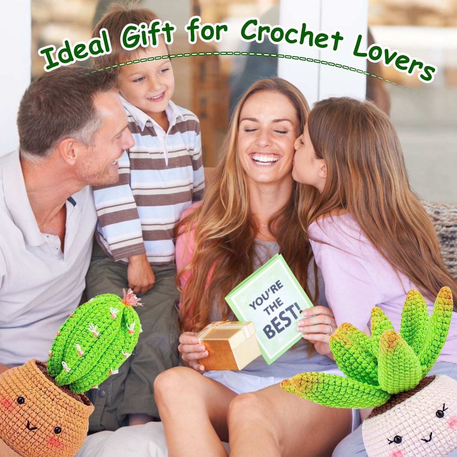 Succulents Crochet Kit Crochet Kit For Beginners DIY Knitting Supplies for Kids Adults 4 Patterns