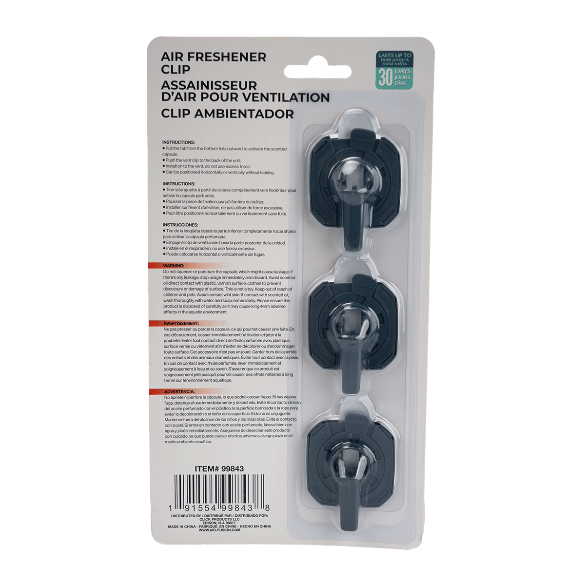 3 Pack Car Air Fresheners - Long Lasting Vent Clips For Men & Women, 3 Pack Up To 90 Days Fits All Car Refresher Odor Eliminator, New Car Scent Variety Pack