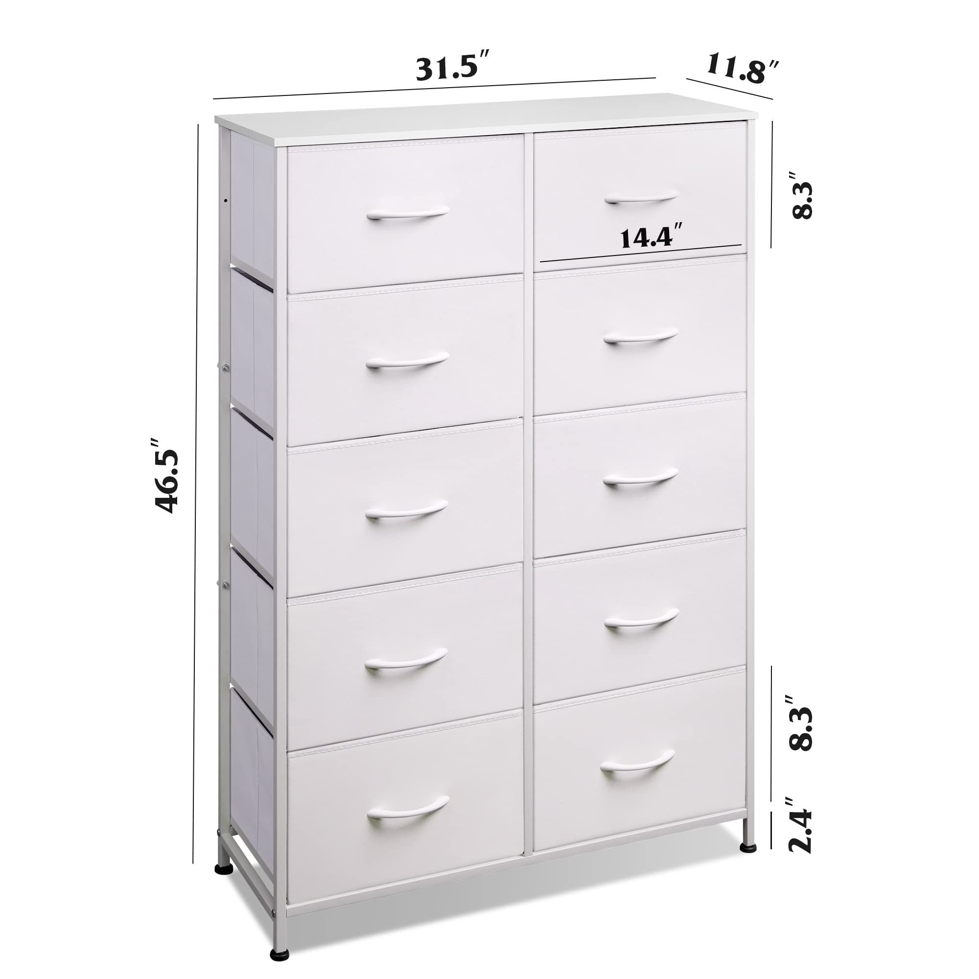 Bedside Table For Bedroom With 10 Fabric Drawers Storage Cabinet Steel Frame Closet For Clothes Storage Display Cabinet