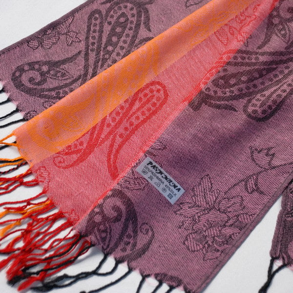 Blancho Bedding -Pa-a82-2 Multi-Colors Rose & Paisley National Style Exquisite Soft Tassel Ends Pashmina/Shawl/Scarf