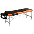 Portable Luxury: 73" 3 Section Foldable Salon Bed, Facial Couch in Black Orange for Spa Therapy Equipment