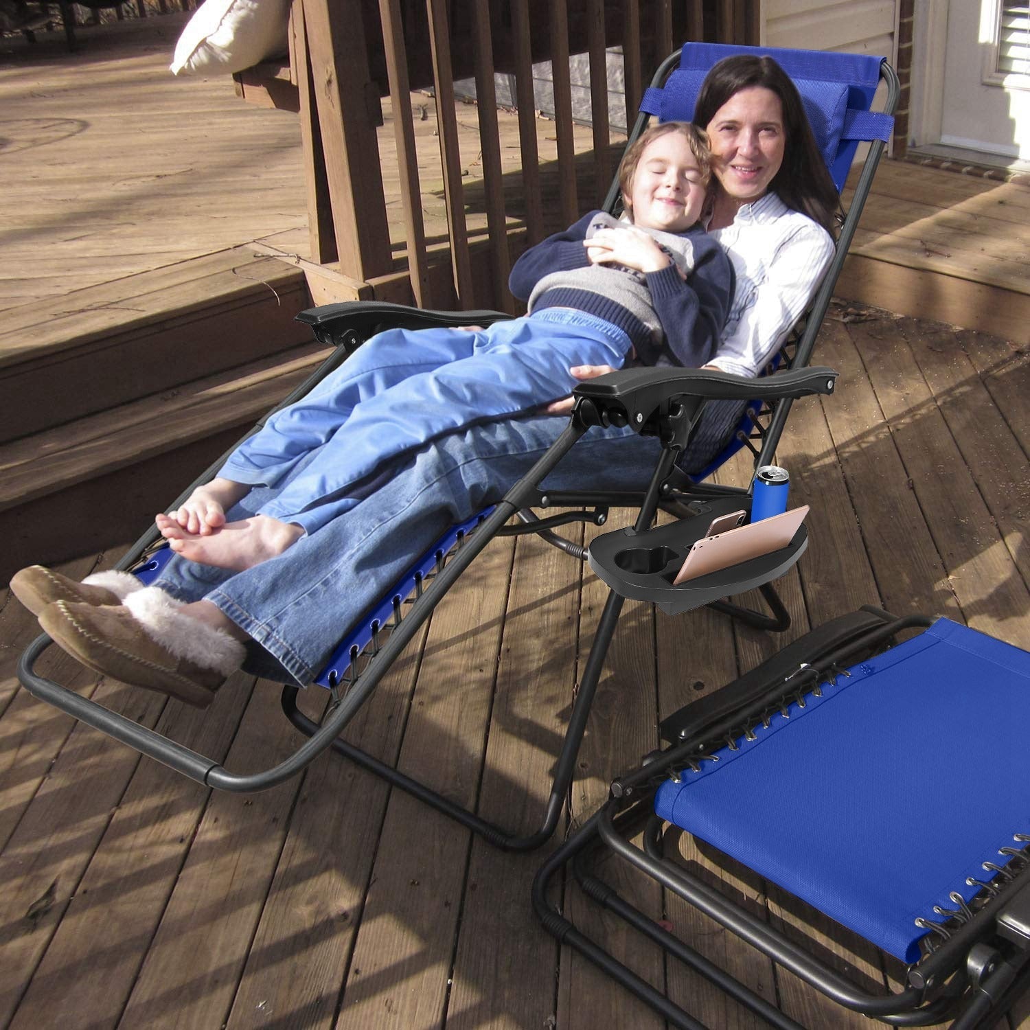 2Packs Zero Gravity Lounge Chair with Dual Side Tray 330lbs Load Foldable Recliner Chair