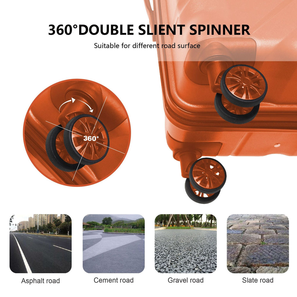 3-Piece Luggage Sets (20", 24", 28"), Suitcase with Wheels, Hardside Suitcase With Four Spinner Wheels and Scratch-Resistant Surface, Orange
